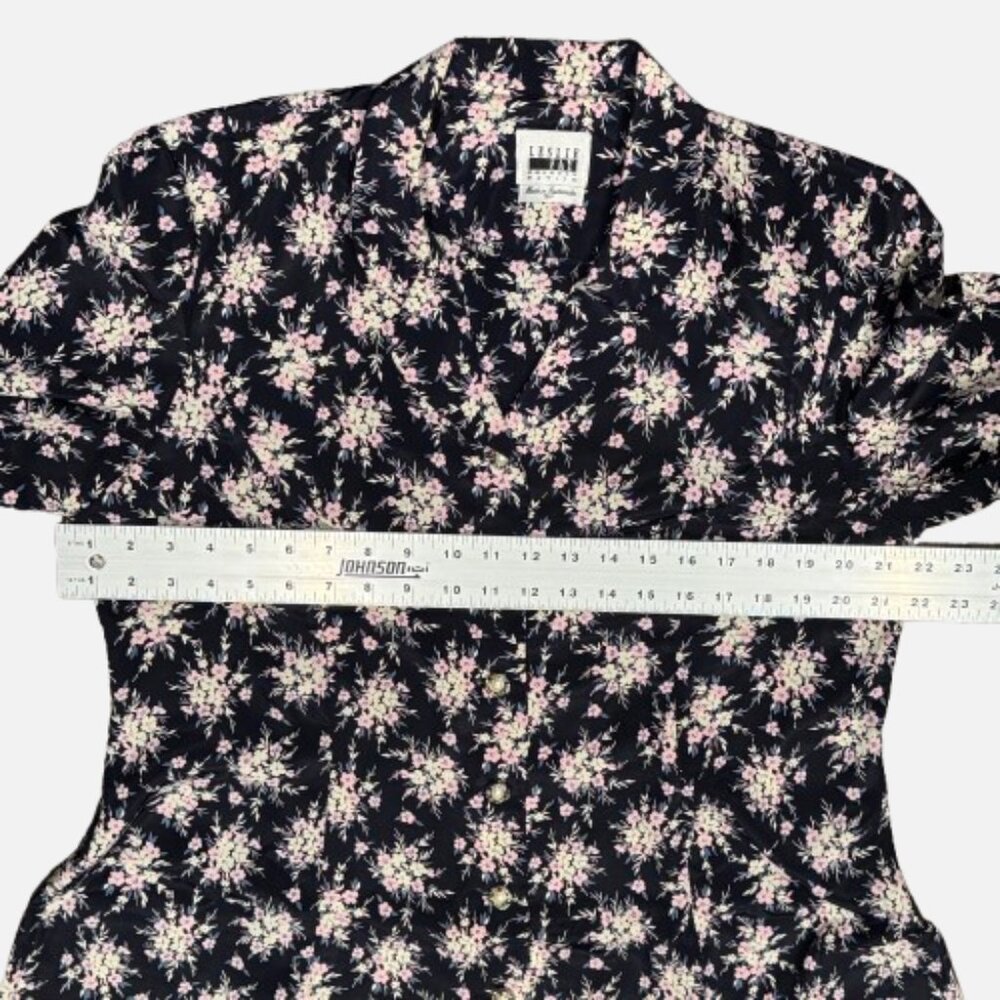 VTG Leslie‎ Fay Dresses Petite Blue Floral Light Preppy Midi Dress (Size 16) - Picture 3 of 7